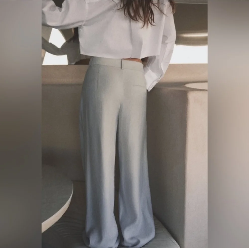 Zara  HighWaist Pants Wide Grey Size S